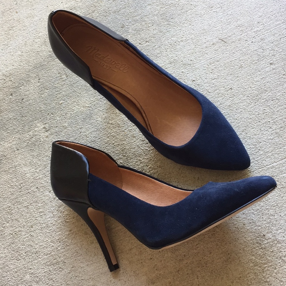 Madewell 3.5” Navy Suede Leather Pumps, size 7.5